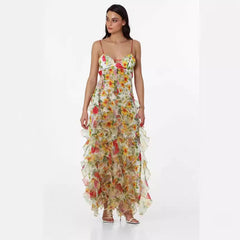 Shoulder European and American Cross-border Women's Fashion Chiffon Sling Elegant Evening Dress dress