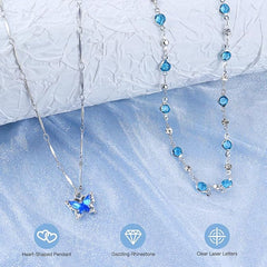Blue Butterfly Necklace for Women Layered Necklace with Beaded Chain Silver Necklace with Dainty Pendant Jewelry Sets for Trendy Fashion Accessories Gifts for Birthday Mothers Day