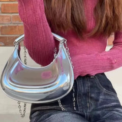 Fashion Silver Crescent Shoulder Bag