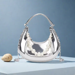 Fashion Silver Crescent Shoulder Bag