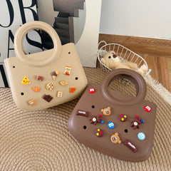 Mini EVA Beach Square Shell Handbag with DIY Hole Pattern