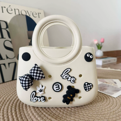 Mini EVA Beach Square Shell Handbag with DIY Hole Pattern