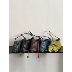 Genuine Leather Hand-woven Underarm Bag for Women