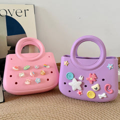 Mini EVA Beach Square Shell Handbag with DIY Hole Pattern