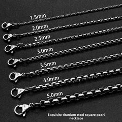 Men?s Titanium Steel Necklace ? Square Pearl Chain Hip-Hop Punk Jewelry