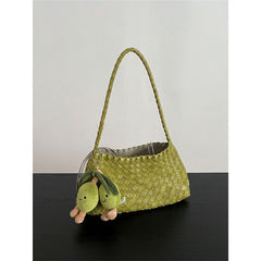 Genuine Leather Hand-woven Underarm Bag for Women