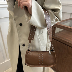 Oil Leather Rivets Single Shoulder Bag
