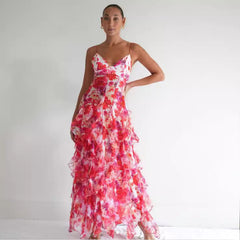 Shoulder European and American Cross-border Women's Fashion Chiffon Sling Elegant Evening Dress dress