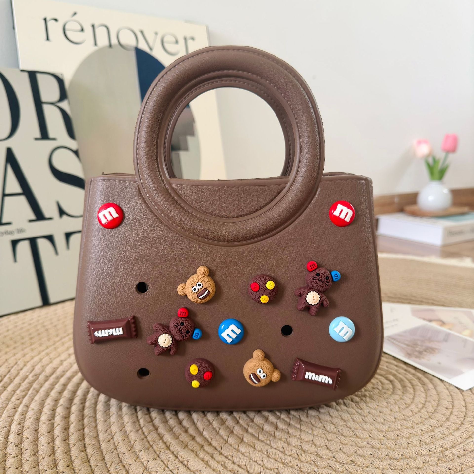 Mini EVA Beach Square Shell Handbag with DIY Hole Pattern