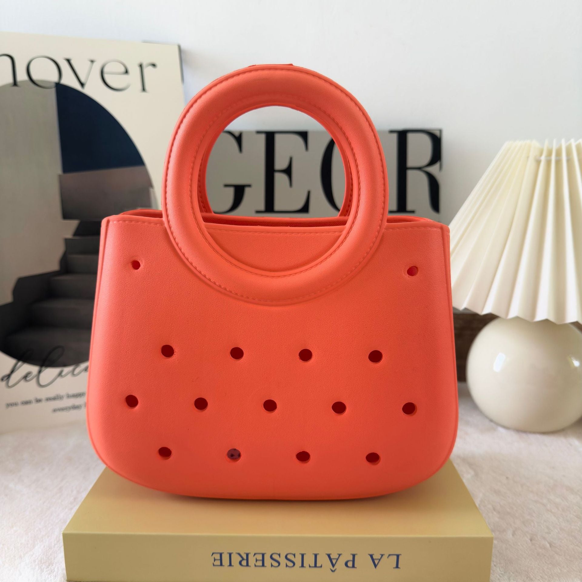 Mini EVA Beach Square Shell Handbag with DIY Hole Pattern