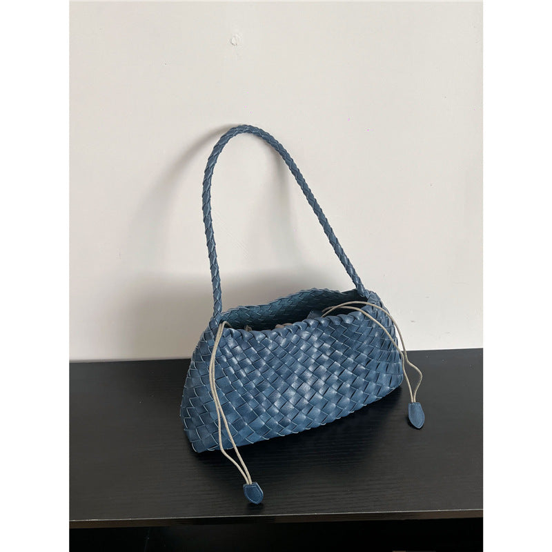 Genuine Leather Hand-woven Underarm Bag for Women