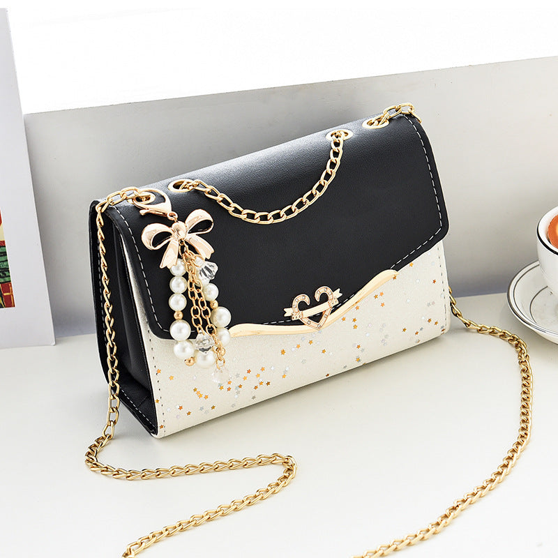 Heart Shoulder Bag Bow Pearl Pendant