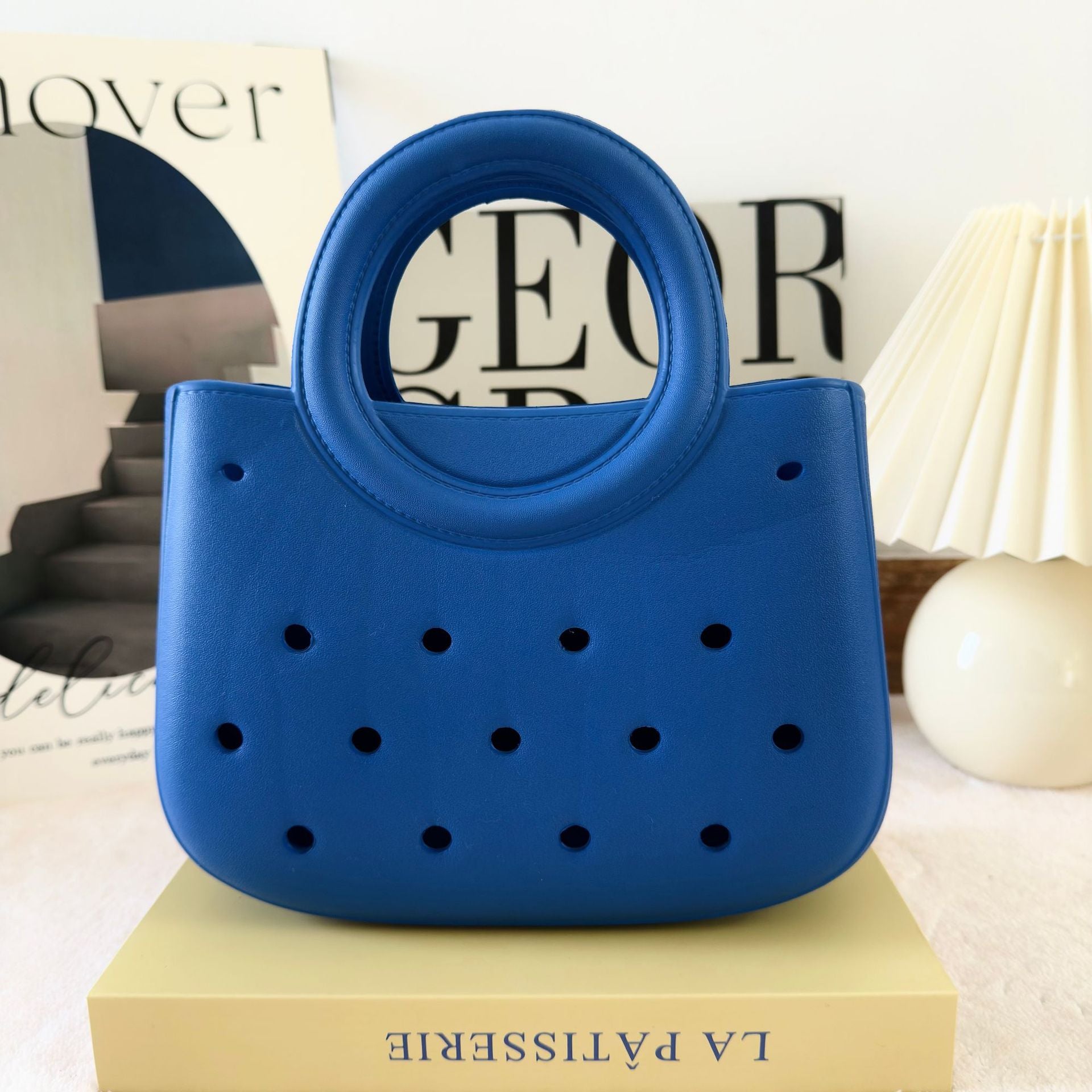 Mini EVA Beach Square Shell Handbag with DIY Hole Pattern