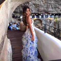Shoulder European and American Cross-border Women's Fashion Chiffon Sling Elegant Evening Dress dress