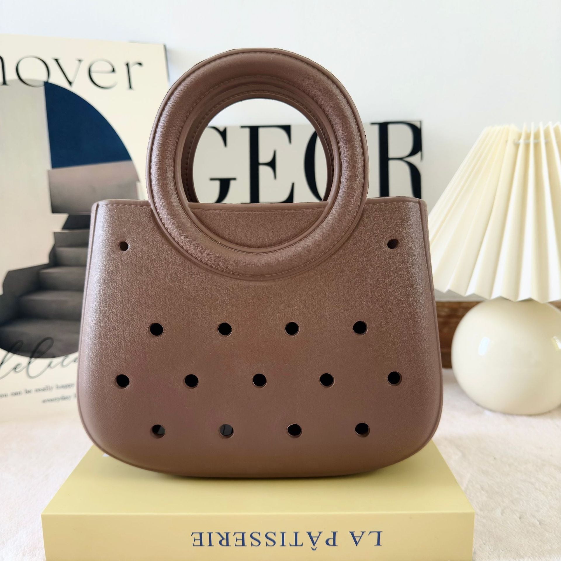 Mini EVA Beach Square Shell Handbag with DIY Hole Pattern