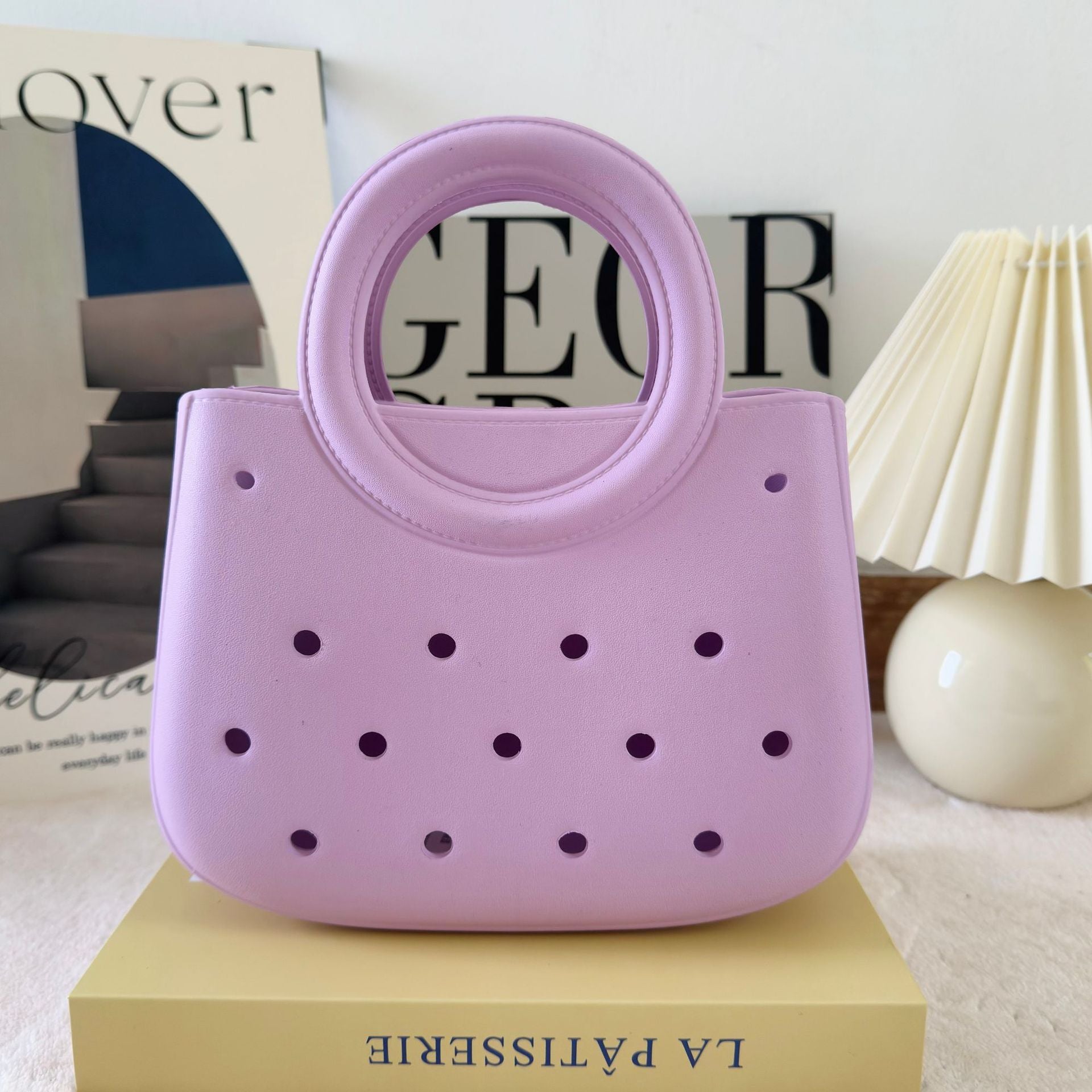 Mini EVA Beach Square Shell Handbag with DIY Hole Pattern