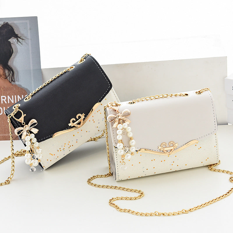 Heart Shoulder Bag Bow Pearl Pendant