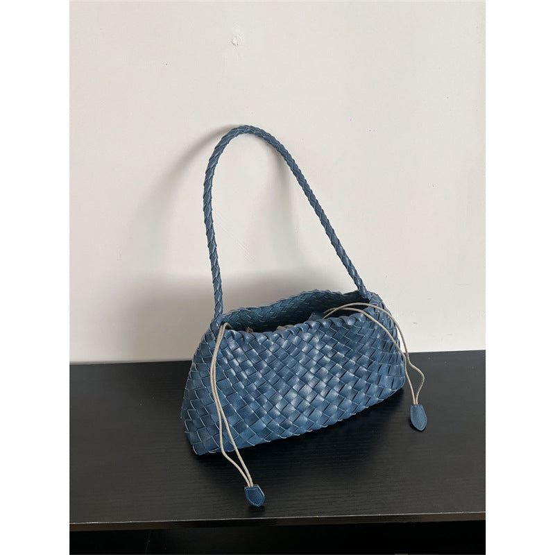 Genuine Leather Hand-woven Underarm Bag for Women