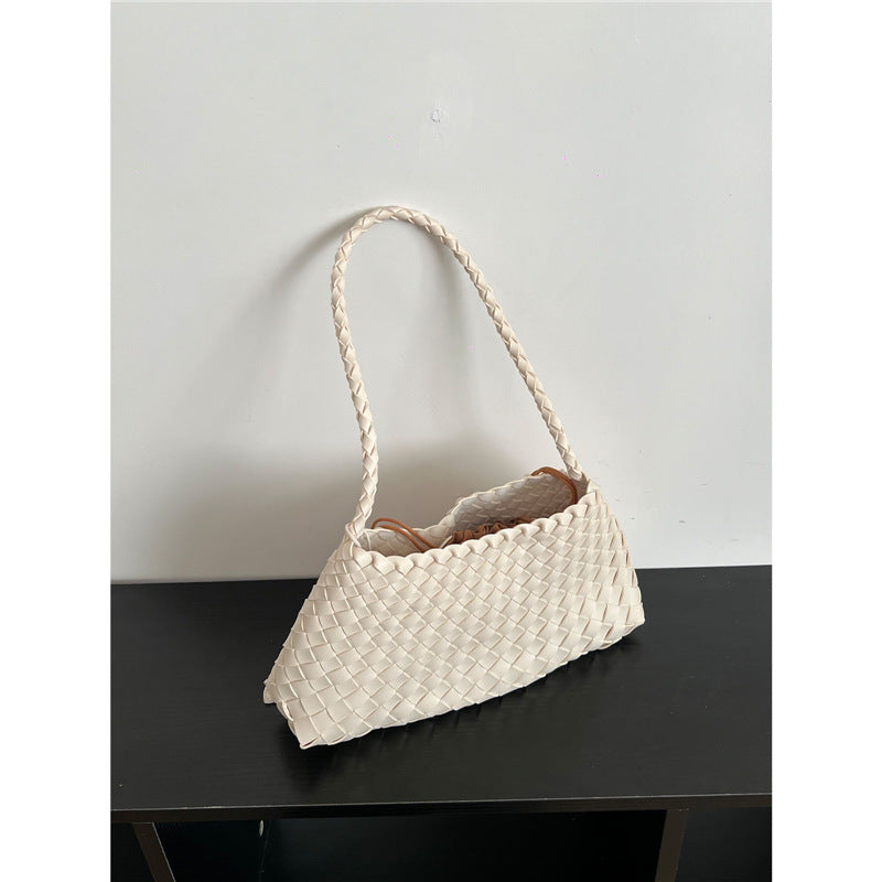 Genuine Leather Hand-woven Underarm Bag for Women