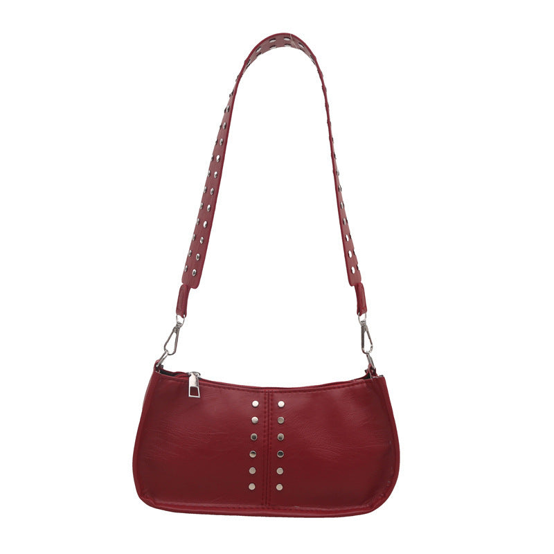 Oil Leather Rivets Single Shoulder Bag