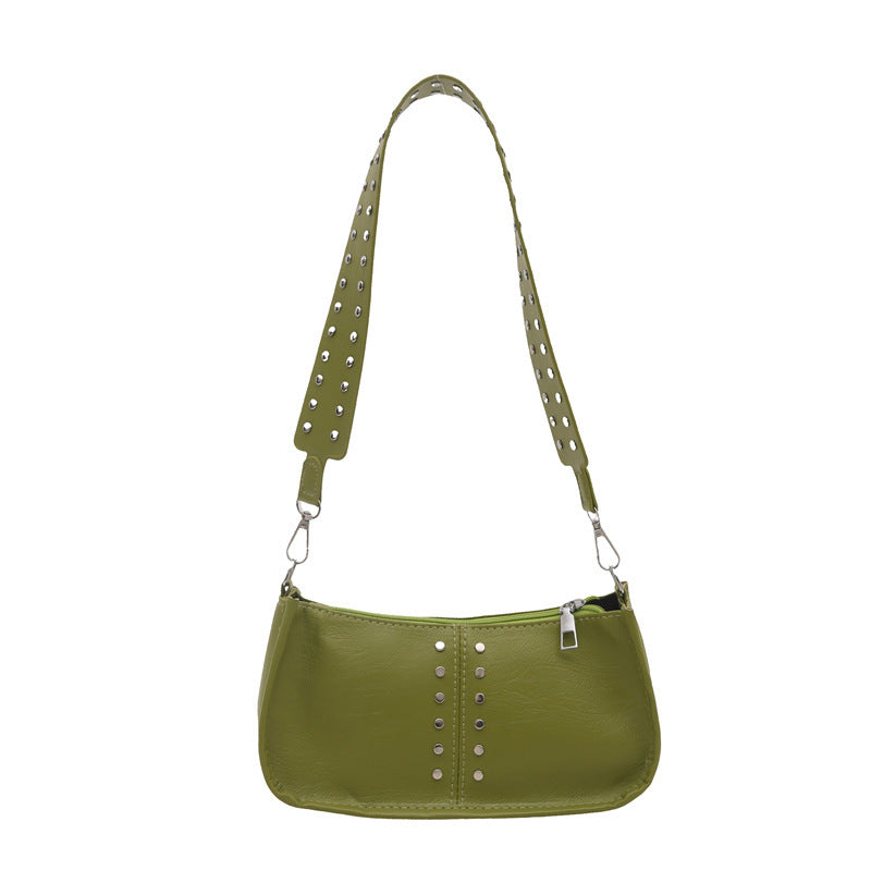 Oil Leather Rivets Single Shoulder Bag