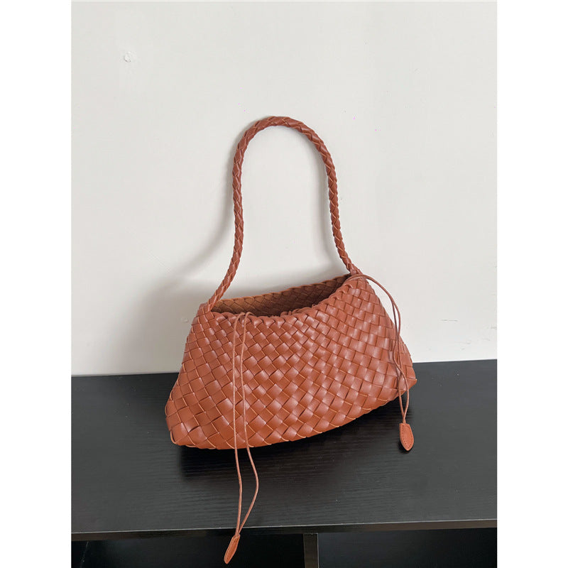Genuine Leather Hand-woven Underarm Bag for Women