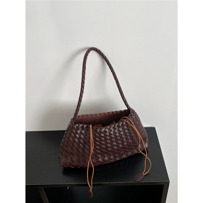 Genuine Leather Hand-woven Underarm Bag for Women