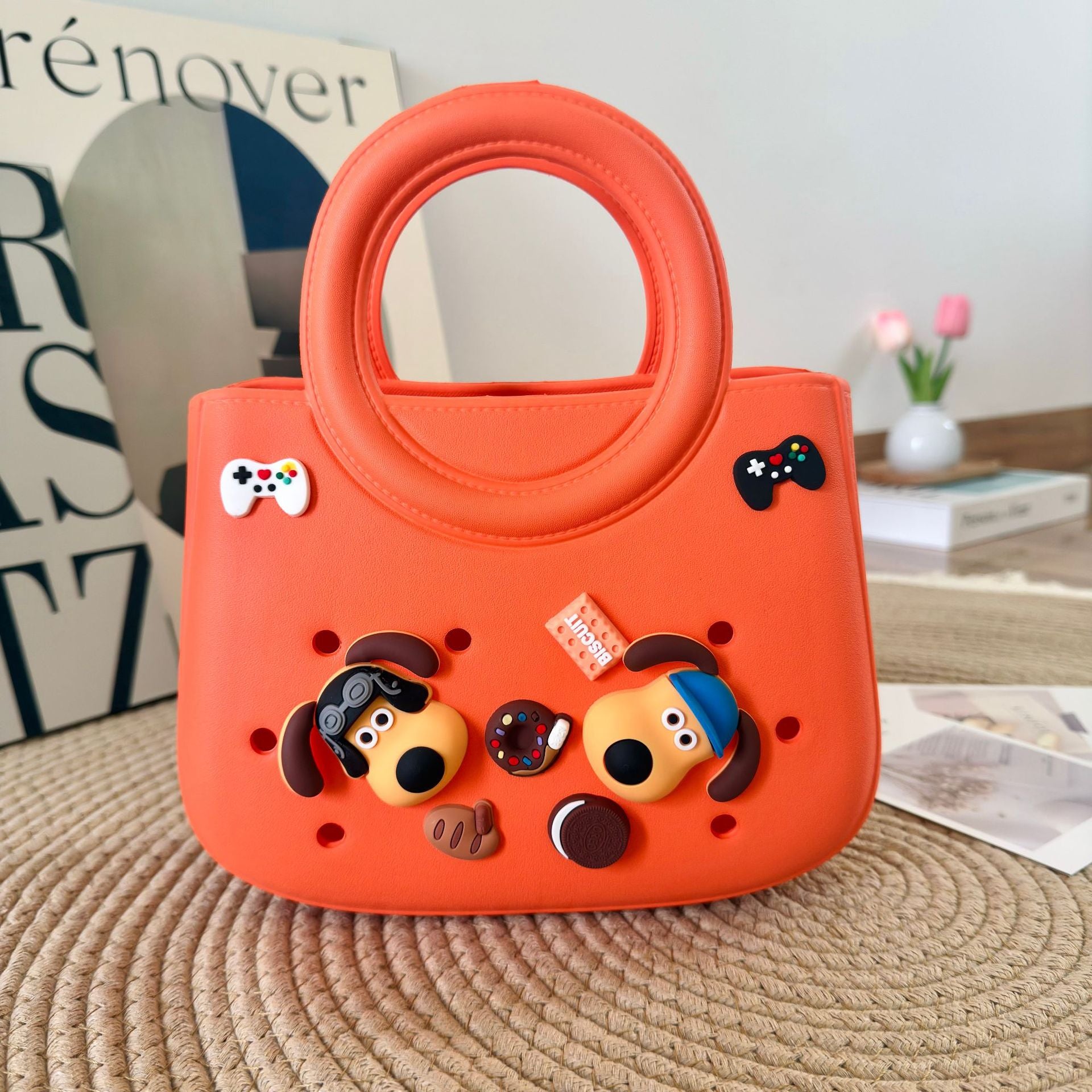 Mini EVA Beach Square Shell Handbag with DIY Hole Pattern