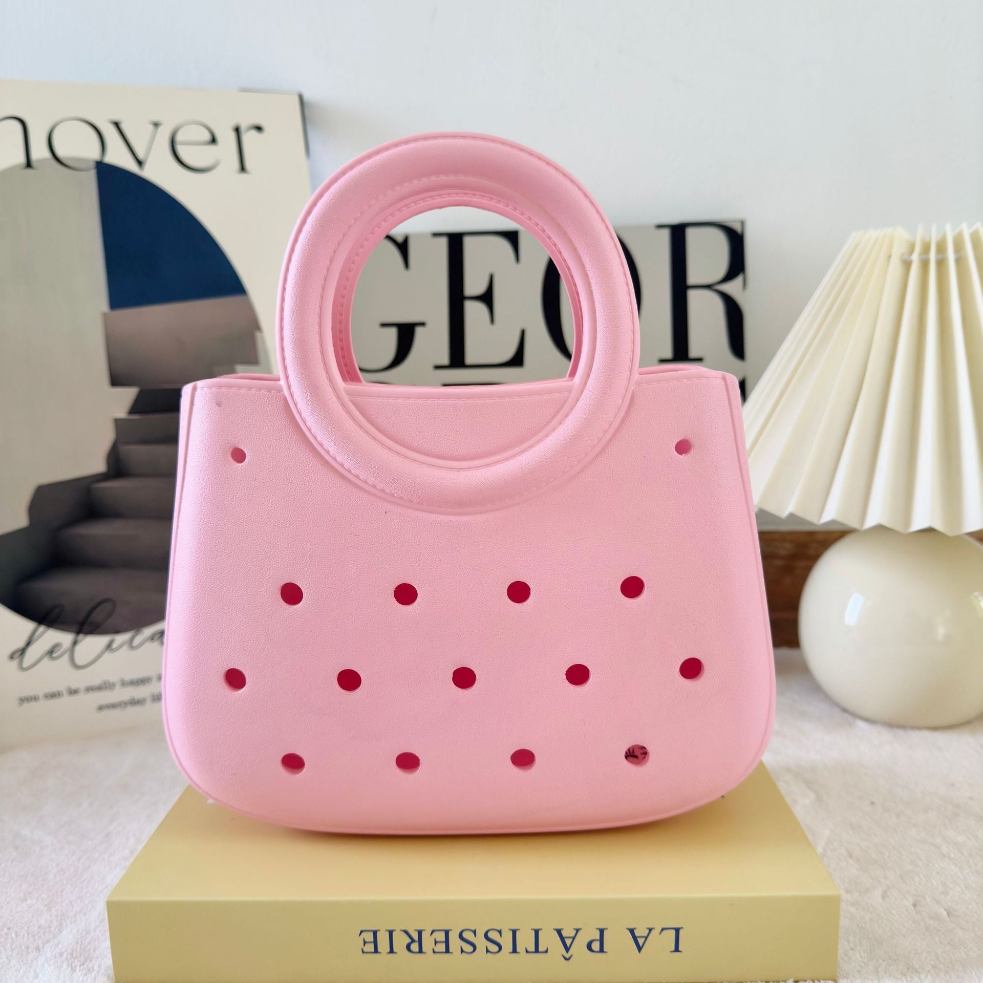 Mini EVA Beach Square Shell Handbag with DIY Hole Pattern