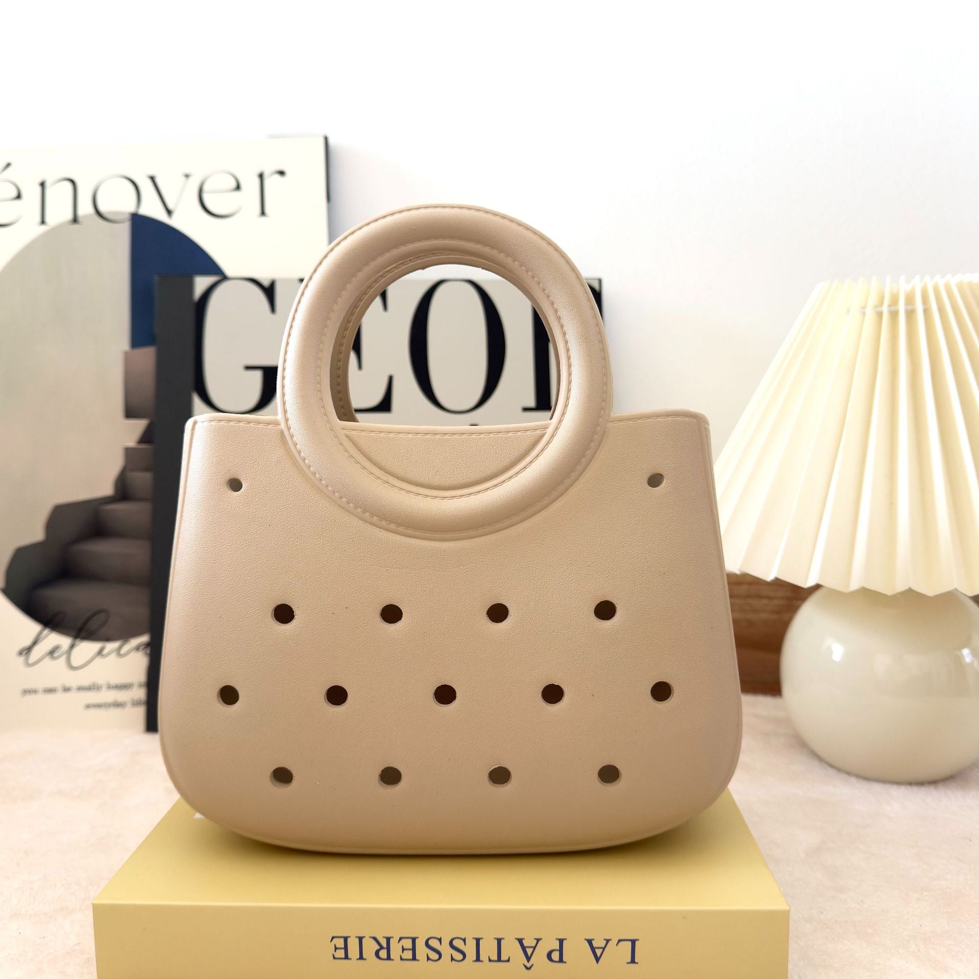 Mini EVA Beach Square Shell Handbag with DIY Hole Pattern