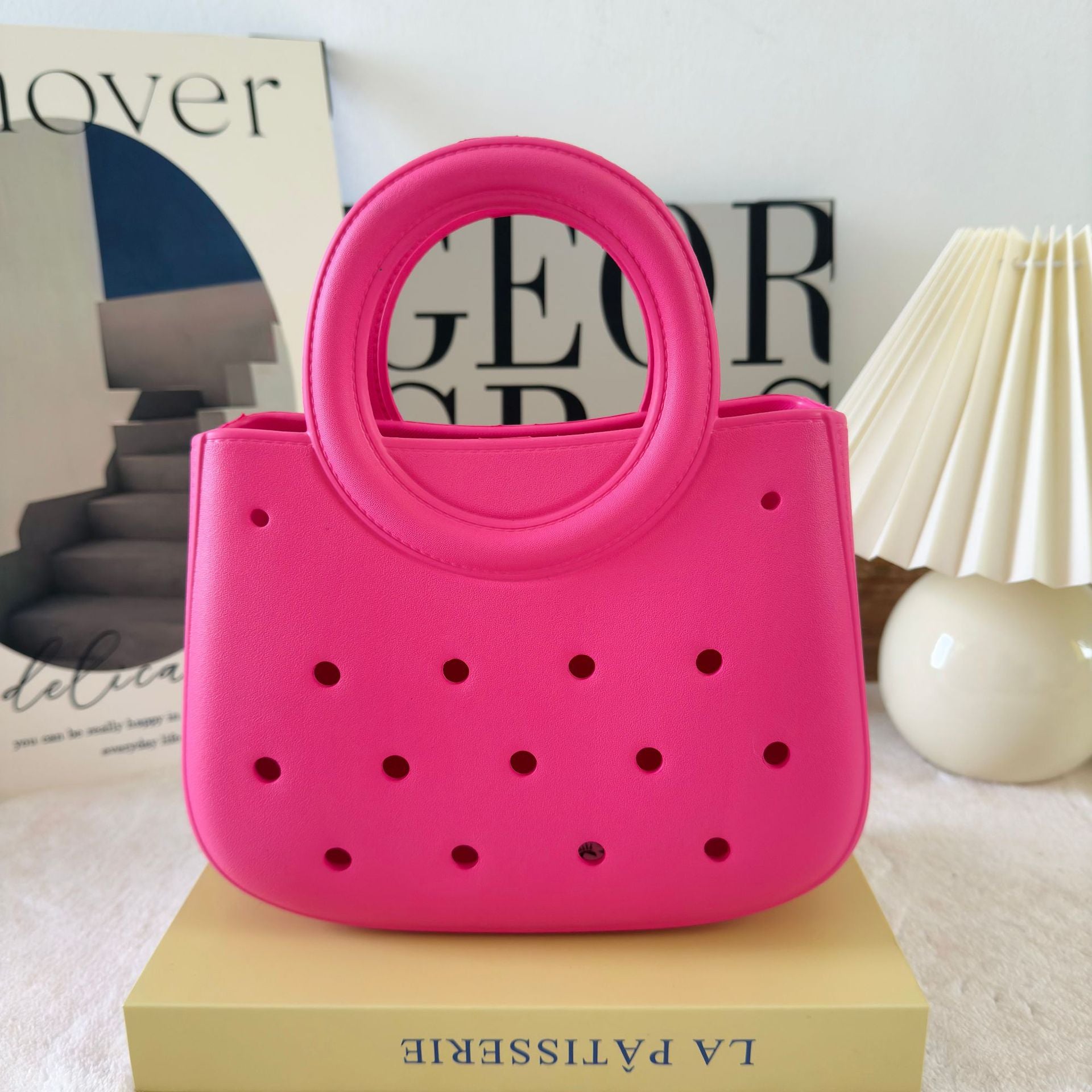 Mini EVA Beach Square Shell Handbag with DIY Hole Pattern