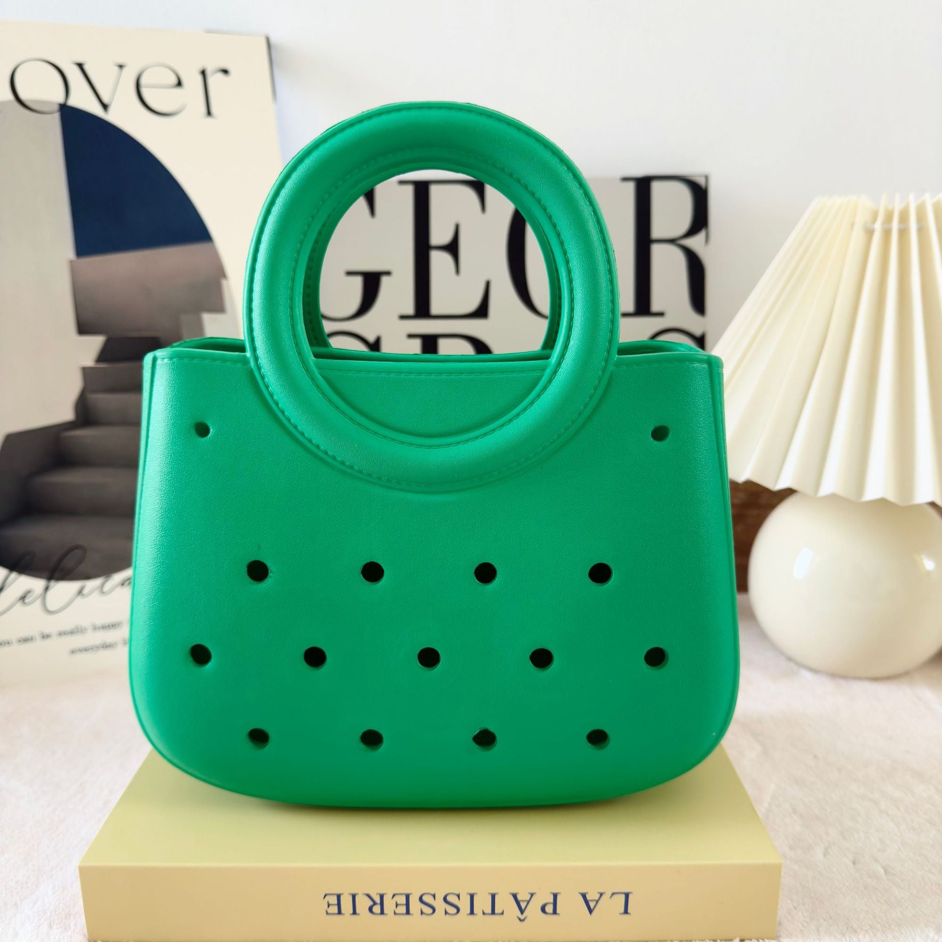 Mini EVA Beach Square Shell Handbag with DIY Hole Pattern