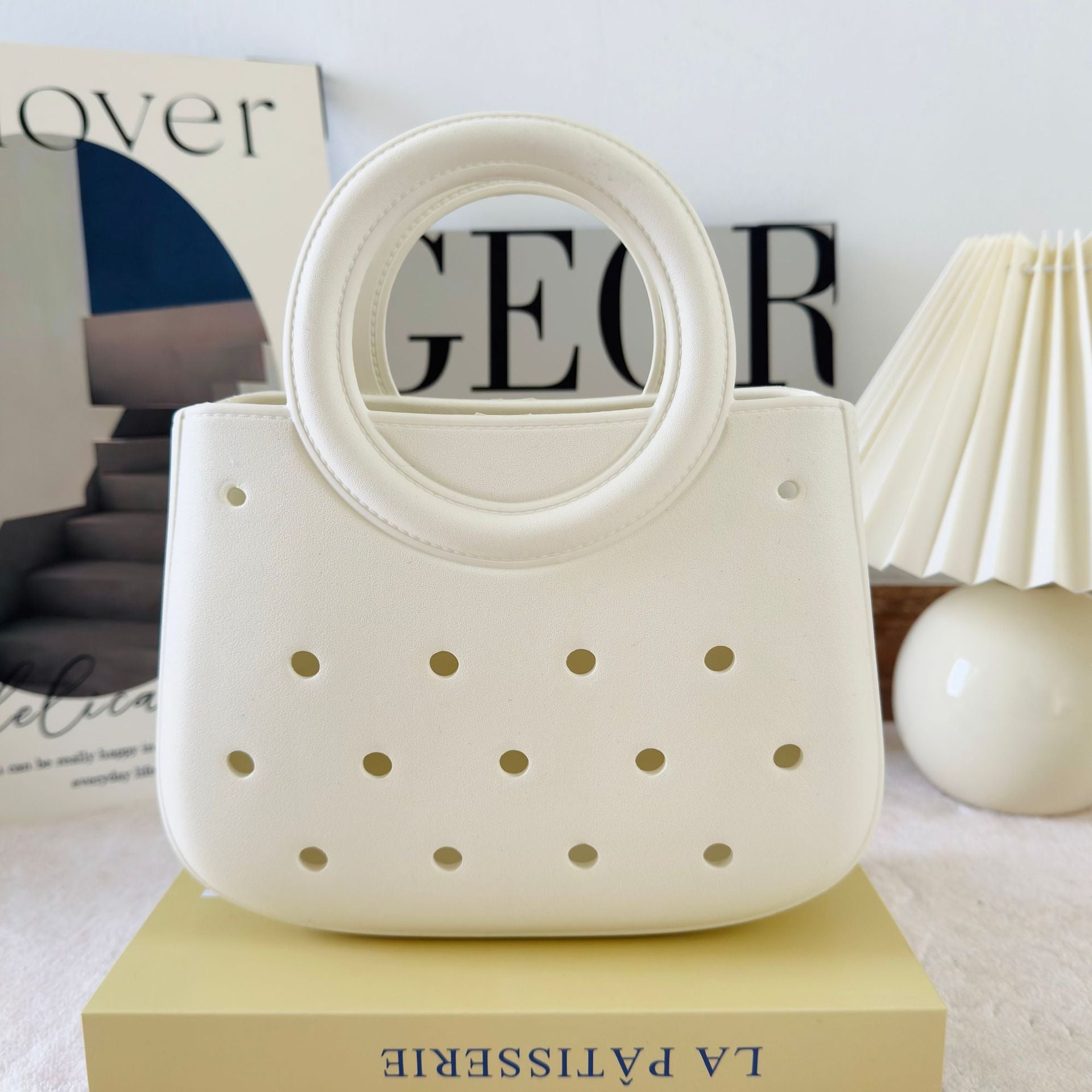 Mini EVA Beach Square Shell Handbag with DIY Hole Pattern