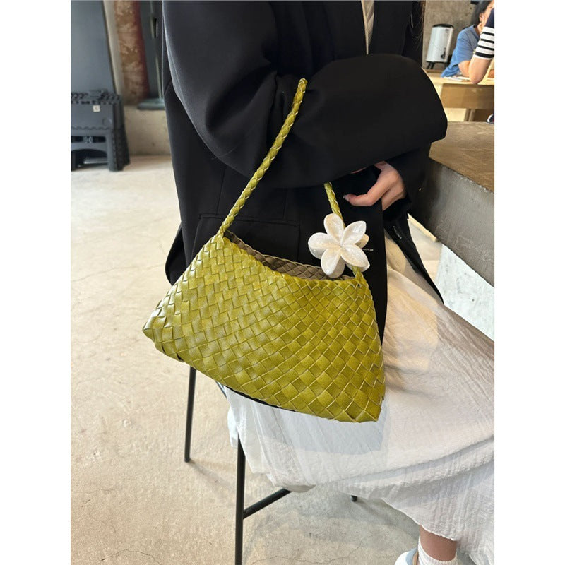 Genuine Leather Hand-woven Underarm Bag for Women