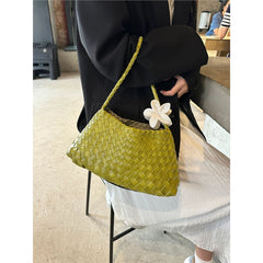 Genuine Leather Hand-woven Underarm Bag for Women