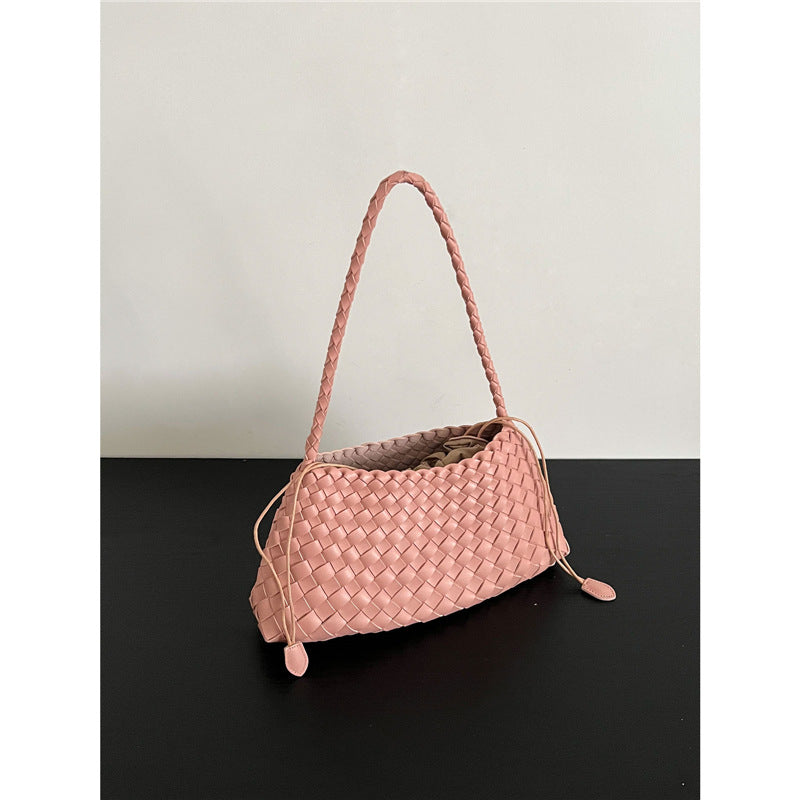 Genuine Leather Hand-woven Underarm Bag for Women