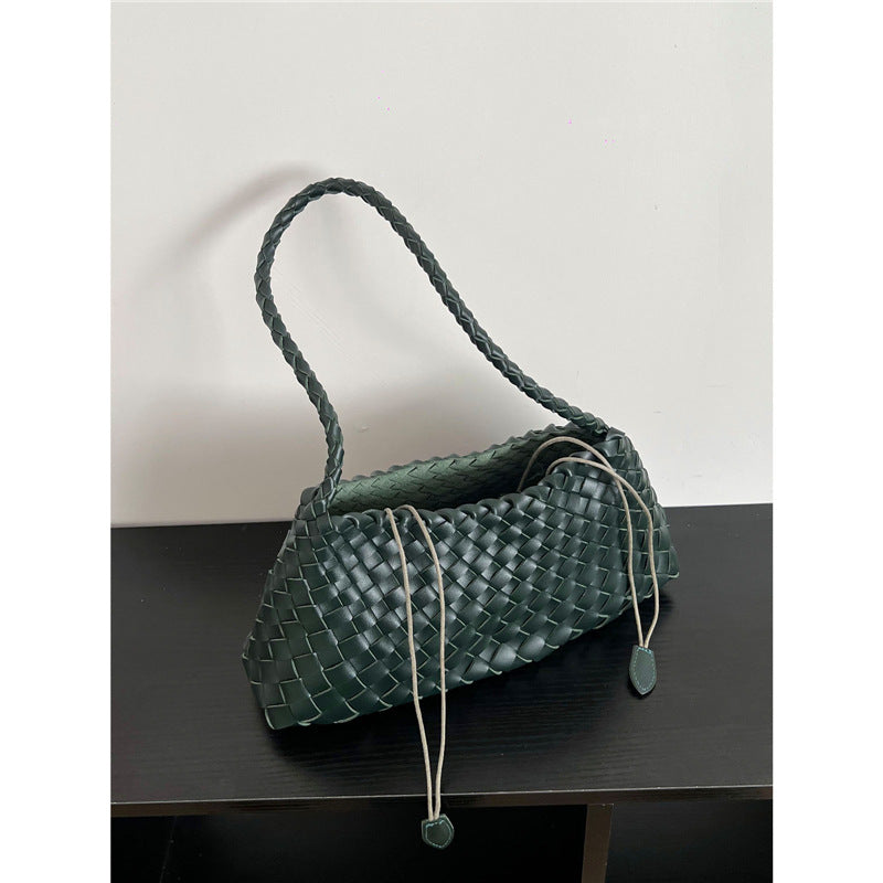 Genuine Leather Hand-woven Underarm Bag for Women