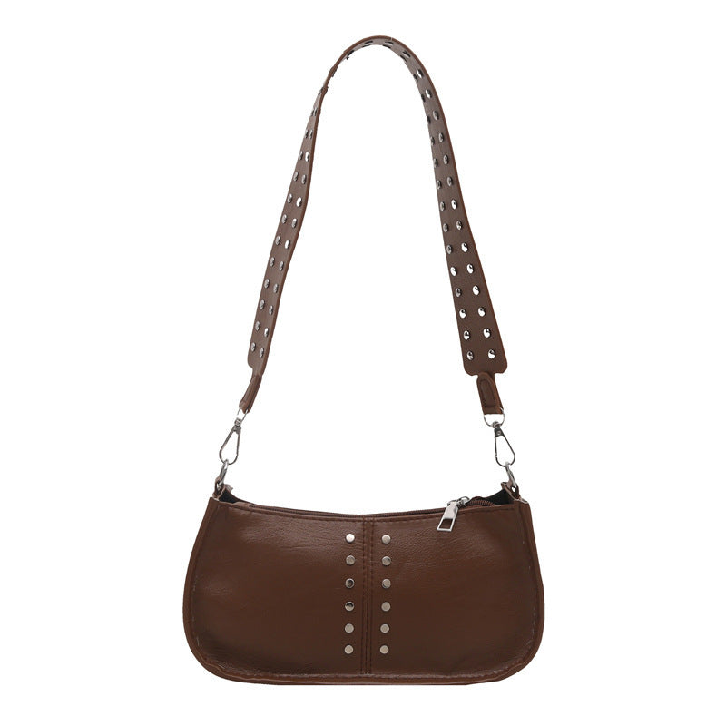 Oil Leather Rivets Single Shoulder Bag