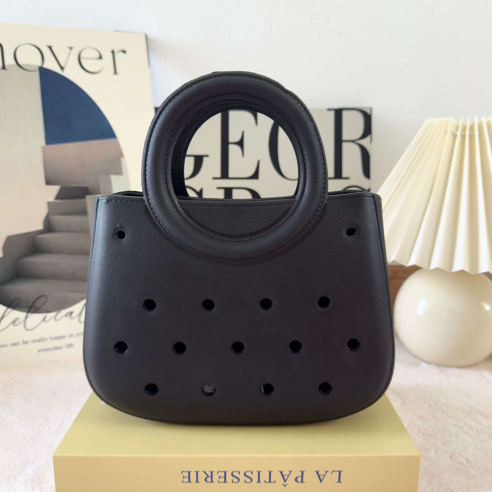 Mini EVA Beach Square Shell Handbag with DIY Hole Pattern