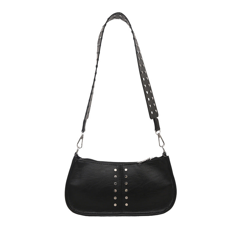 Oil Leather Rivets Single Shoulder Bag