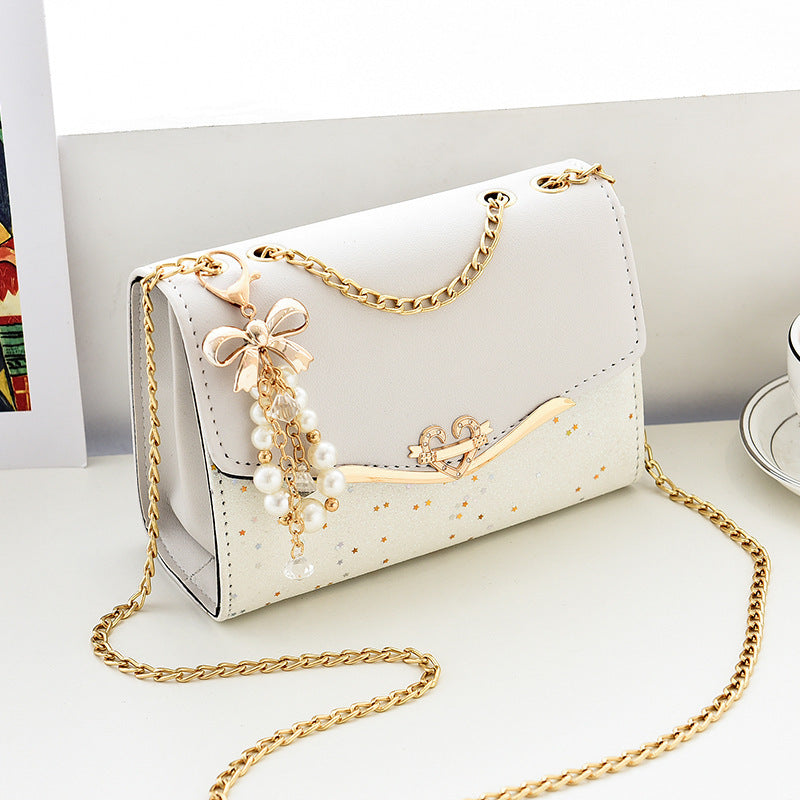 Heart Shoulder Bag Bow Pearl Pendant