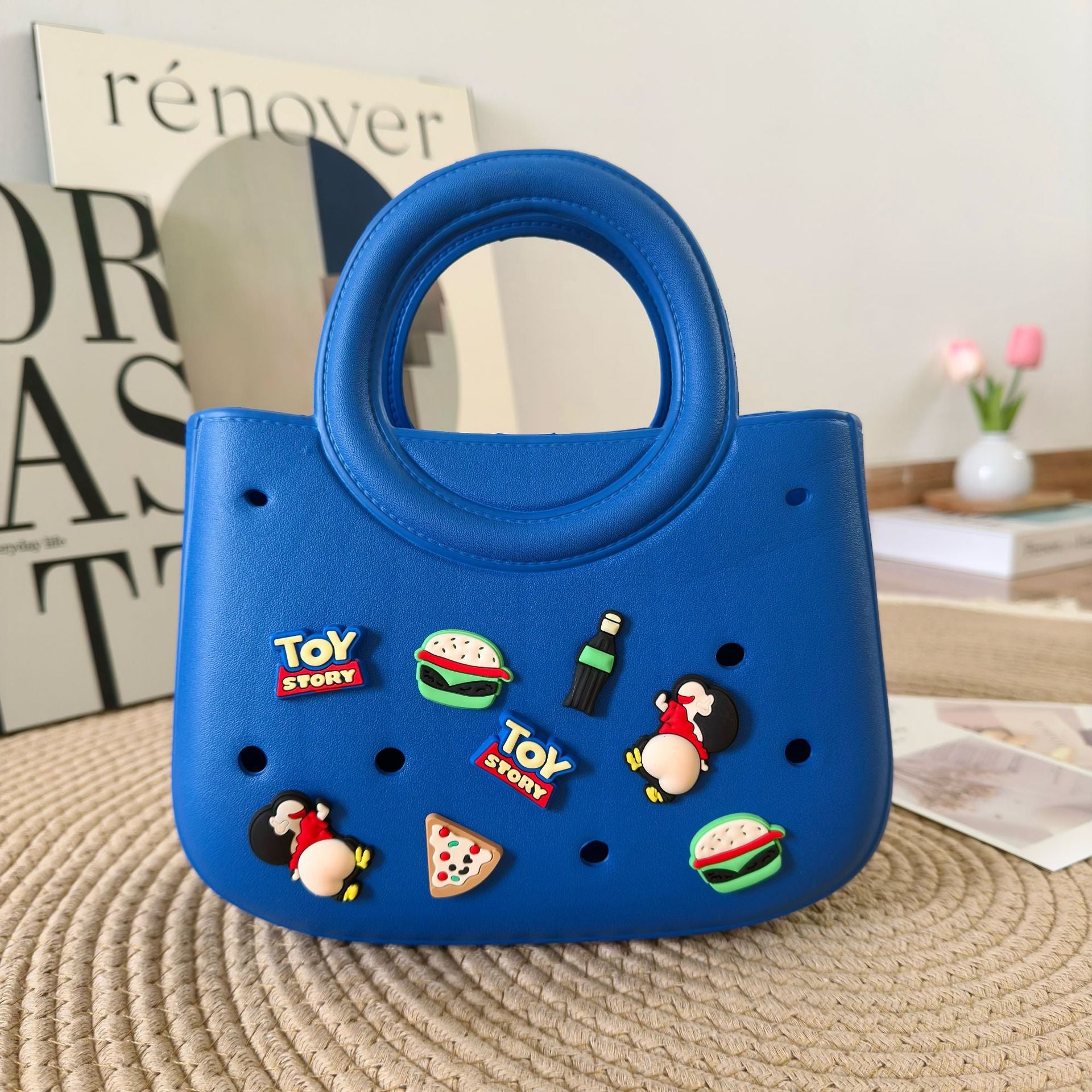 Mini EVA Beach Square Shell Handbag with DIY Hole Pattern