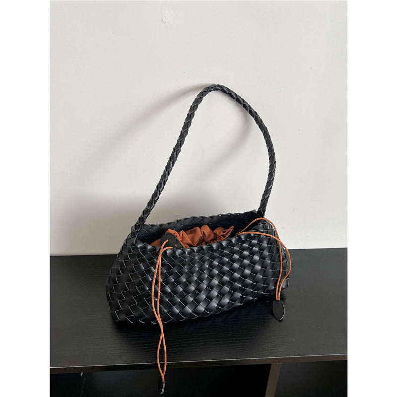 Genuine Leather Hand-woven Underarm Bag for Women
