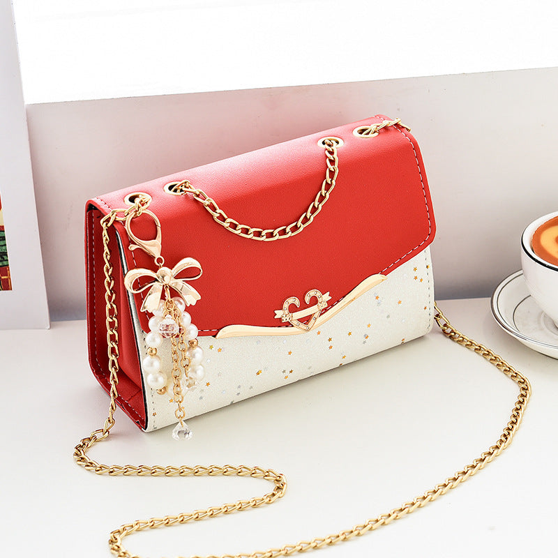 Heart Shoulder Bag Bow Pearl Pendant